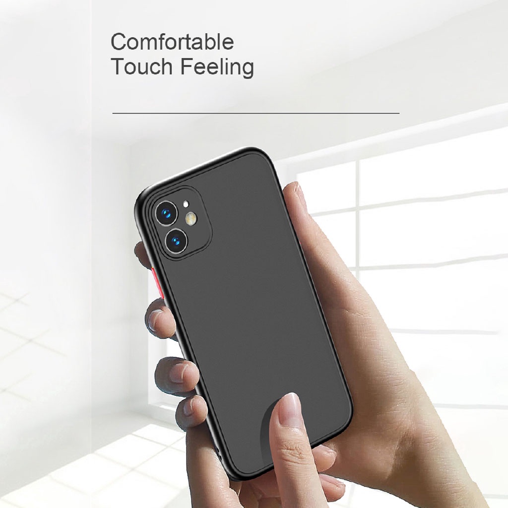 Ốp Điện Thoại Nhựa Cứng PC Bề Mặt Nhám Viền Màu Sang Trọng Cho iPhone 11 Pro Max X XR XS Max 7 8 6 6s Plus