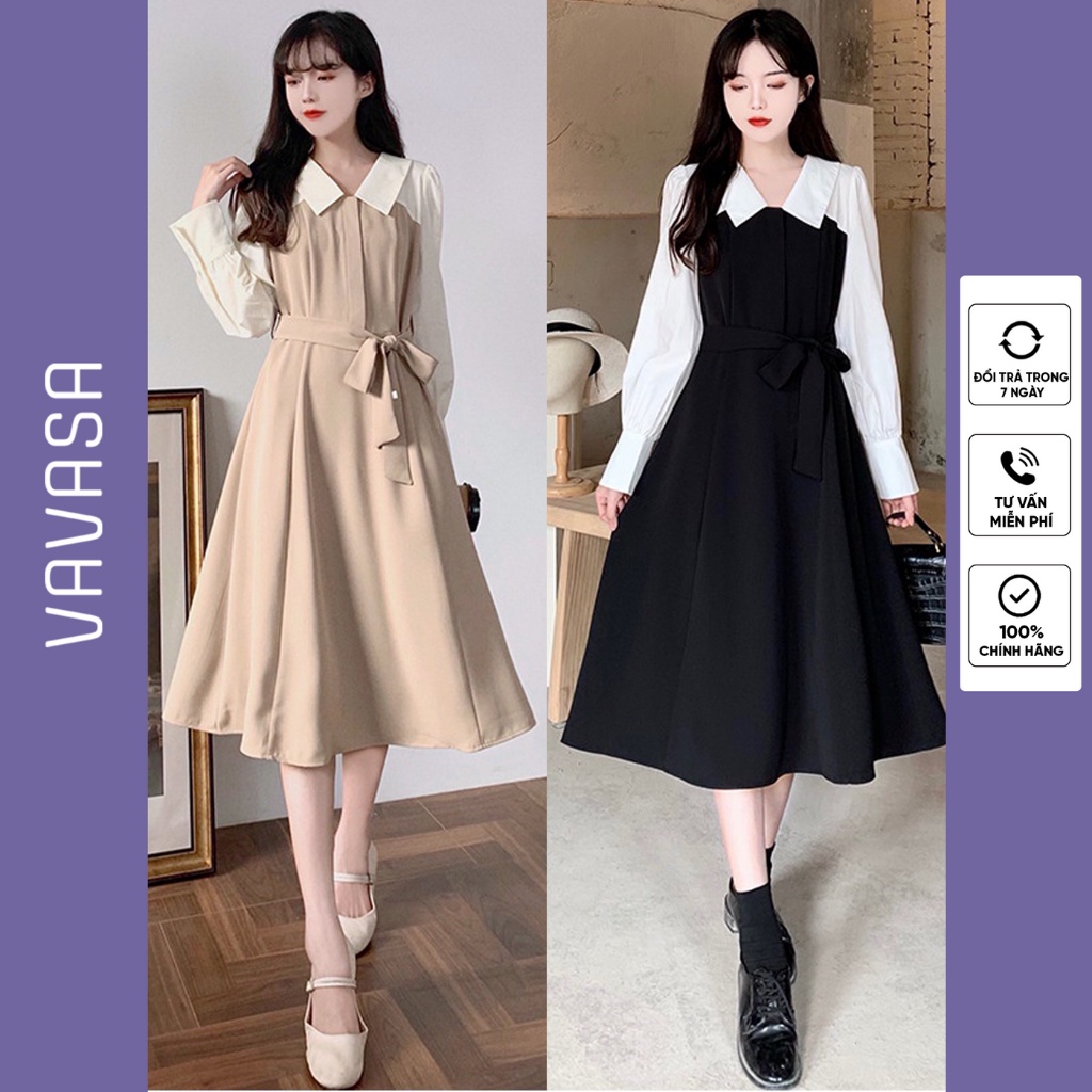 Đầm váy tiểu thư xếp ly váy dự tiệc đi chơi xinh xắn chanh sả VAVASA V14
