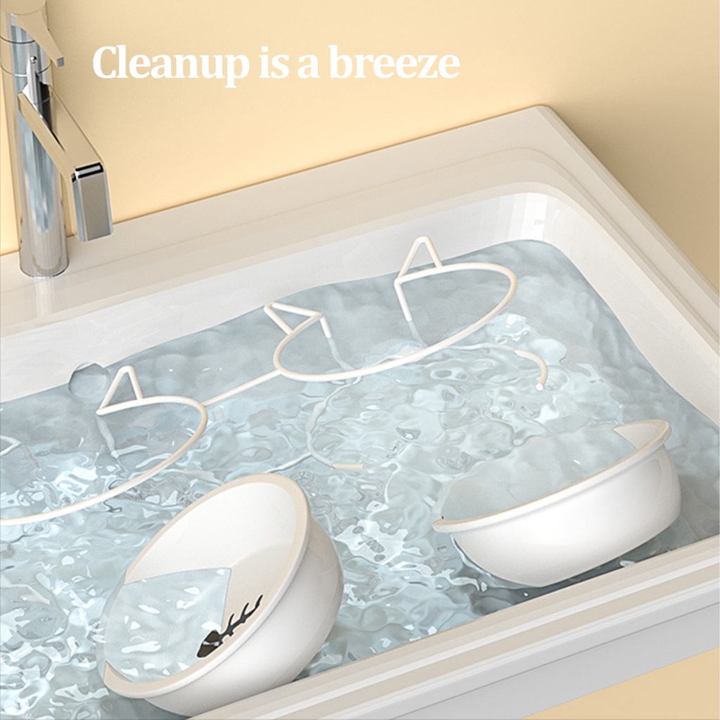 [Hàng Sẵn] Bát Ăn Bằng Sứ đôi cho mèo - Chén Ăn Chống Gù Có Đế Kim Loại【Tennessee052】