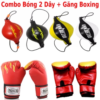 Combo Bóng phản xạ - bóng tập đấm phản xạ 2 đầu dây và găng mma Wubotiyu chính hãng 2021
