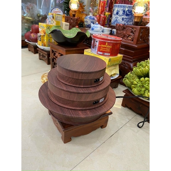 Bàn xoay điện 360 vân gỗ sang trọng