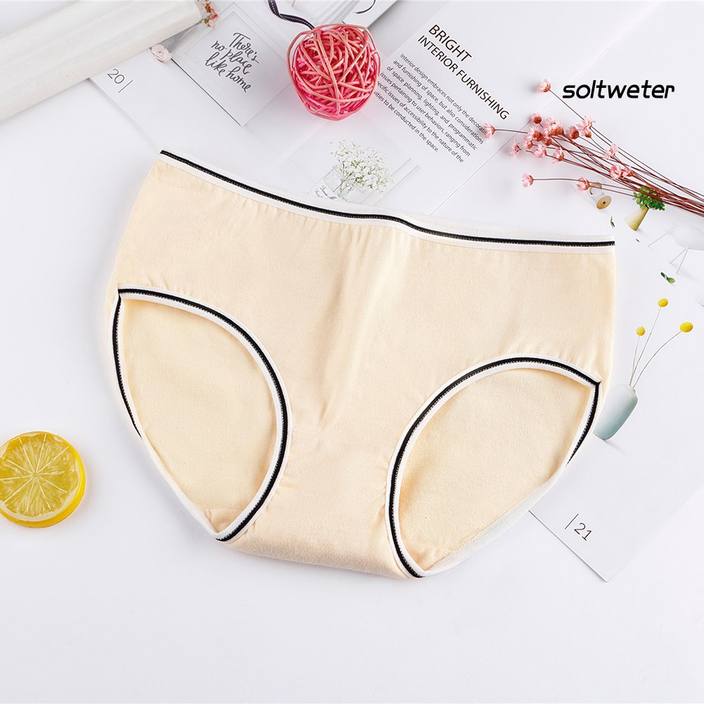 Quần lót cotton thoáng khí màu trơn dễ thương dành cho nữ