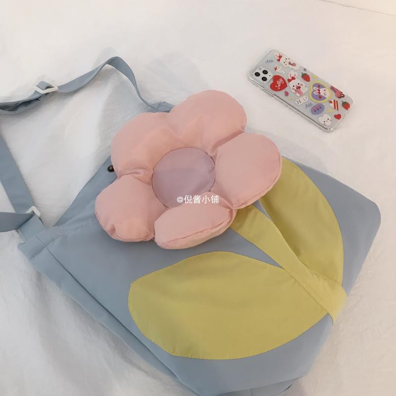 Túi đeo vai IELGY vải canvas cỡ lớn họa tiết hoa dễ thương thời trang