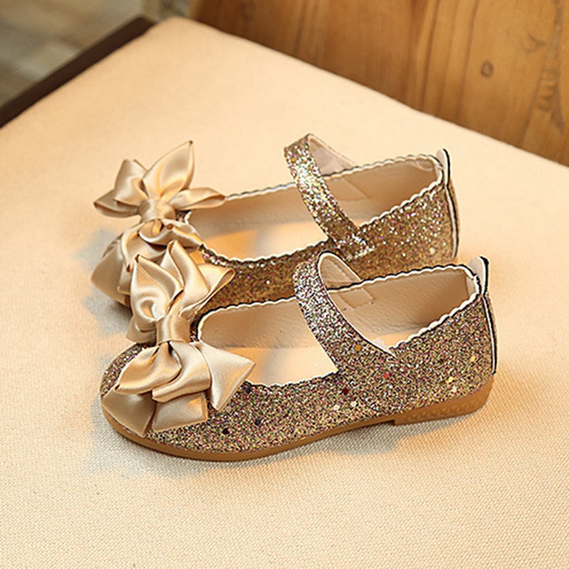 Giày Công Chúa Bằng Da Họa Tiết Hoa Đính Kim Tuyến Lấp Lánh Thời Trang Hàn Quốc Cho Bé Gái 1-10 Tuổi
