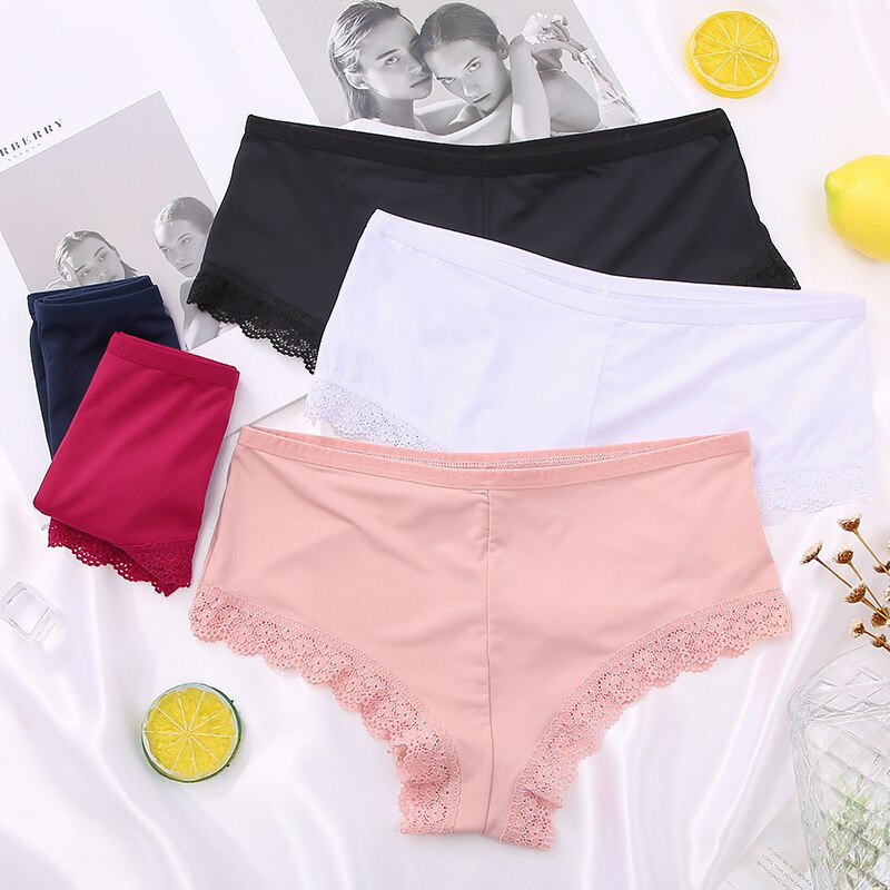 Set 2 Quần Lọt Khe FINETOO Không Đường May Phối Ren Phong Cách Brazil Quyến Rũ Size Lớn Cho Nữ M-XXL