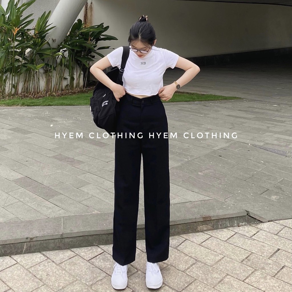 Quần Ống Suông Dài Quần Ống Sớ Rộng Cạp Siêu Cao Lưng Siêu Cao Khóa Trước-Hàng Thiết Kế | BigBuy360 - bigbuy360.vn