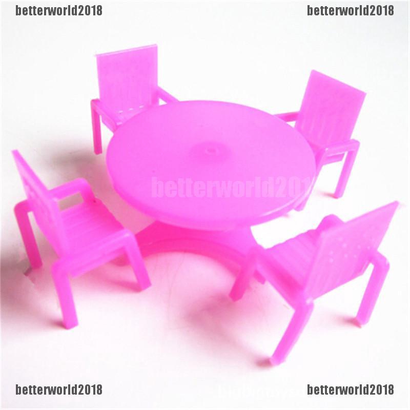 Bộ đồ chơi bàn ghế trang trí nhà cửa bằng nhựa cho búp bê Barbie