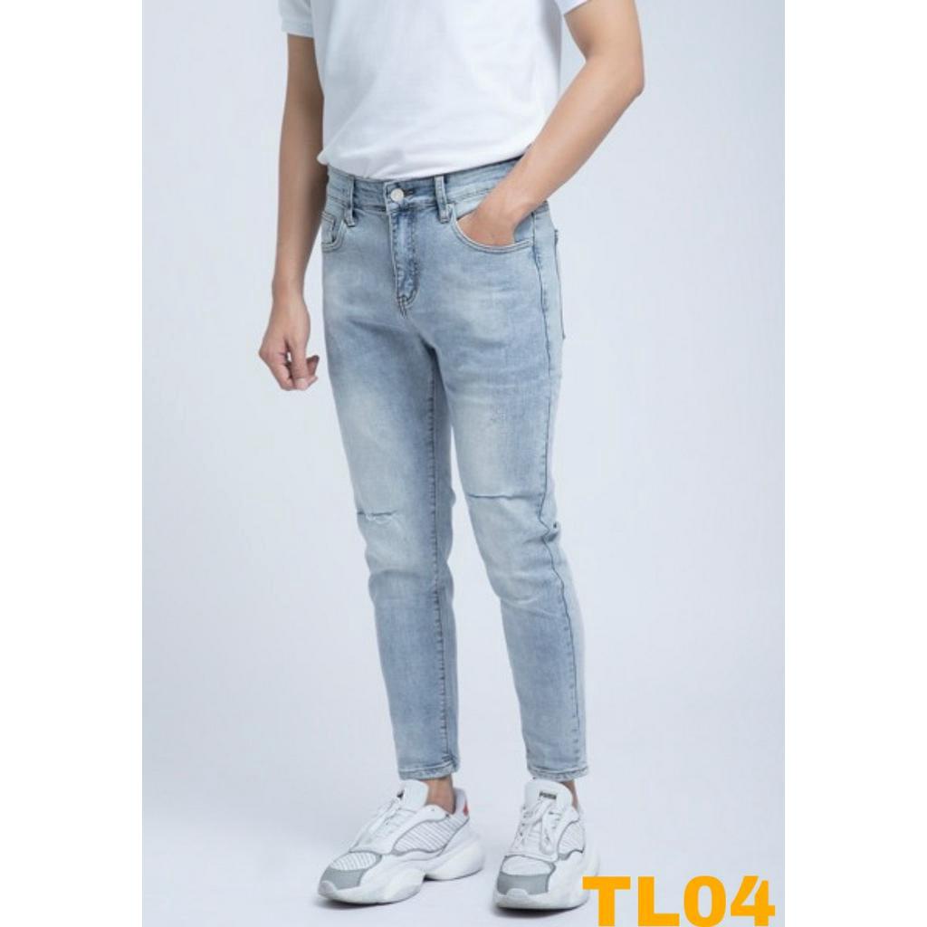 Quần jean nam rách gối màu đen chất bò cao cấp co dãn 4 chiều cực đẹp rin trơn from dáng skinny đẹp NGọc Vệ fashion