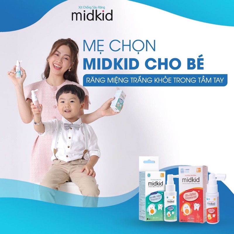 Xịt chống sâu răng Midkid an toàn nuốt được cho bé từ 1 tuổi