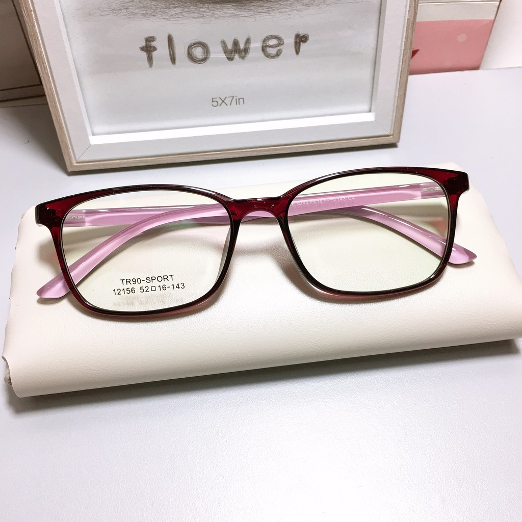 [Gía siêu rẻ] Gọng kính vuông nhựa dẻo 12156 nhận cắt cận viễn loạn