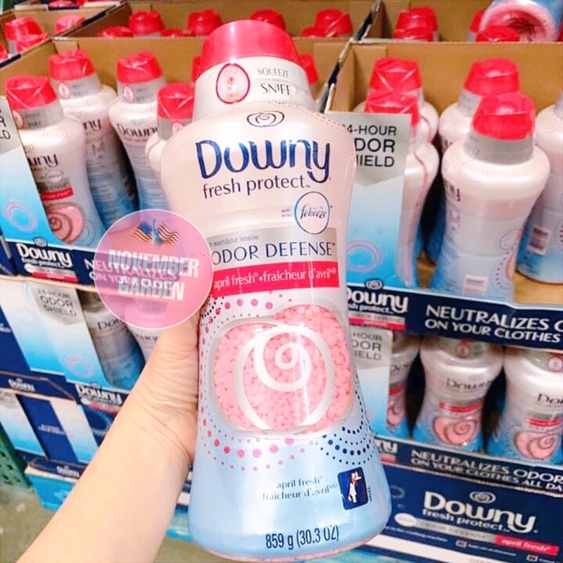 Viên xả thơm vải Downy Fresh Protect hạt hồng & Downy Unstopables In-wash Scent Booster Fresh 859g hạt xanh
