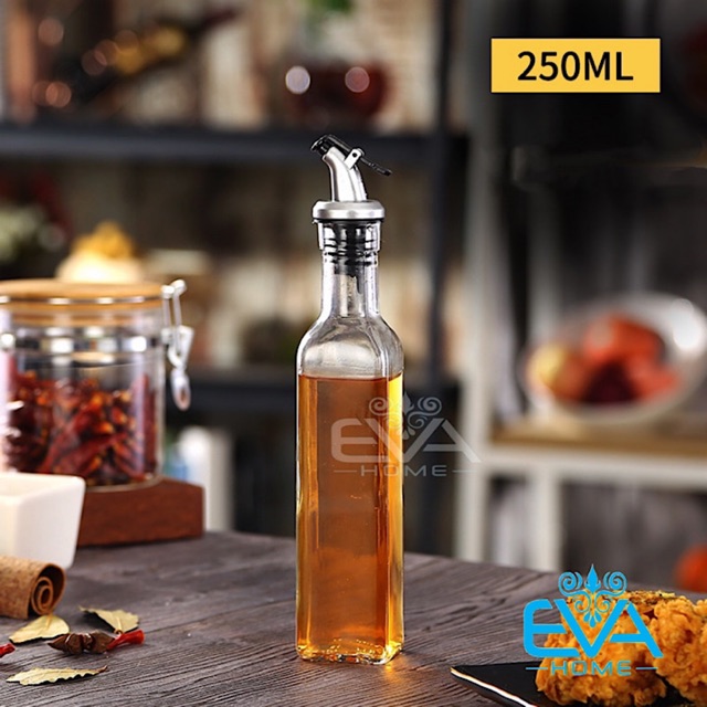 Chai Thuỷ Tinh Vuông Rót Gia Vị Rót Dầu OiL Can 250 Ml