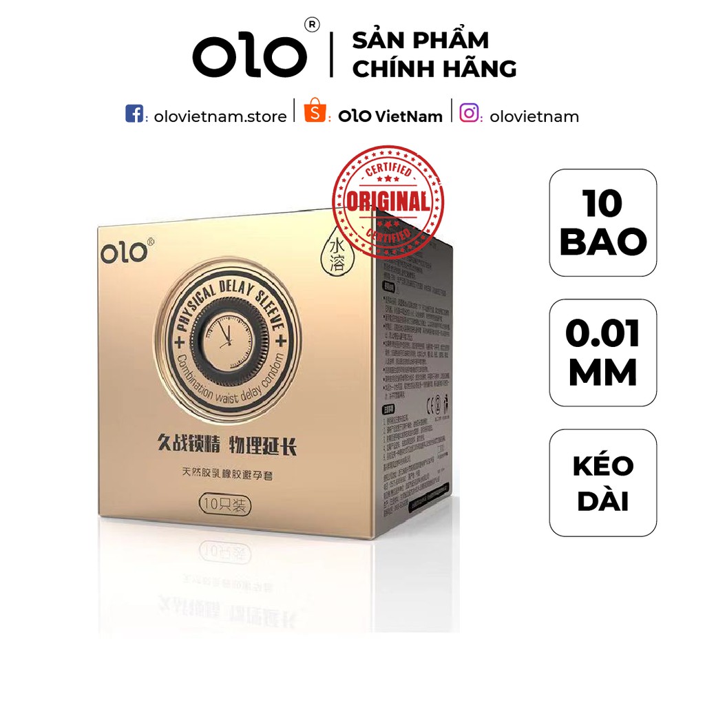 Bao cao su OLO Neo Physical Delay Sleeve có gai kéo dài thời gian, chống xuất tinh sớm nội địa Trung 10 bao