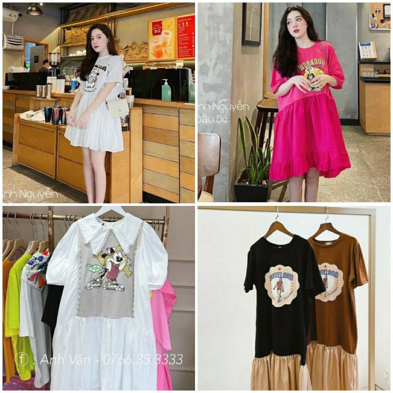 [Tổng hợp] Đầm Quảng Châu các mẫu đang hot, đầm phông đuôi cá, đầm babydoll