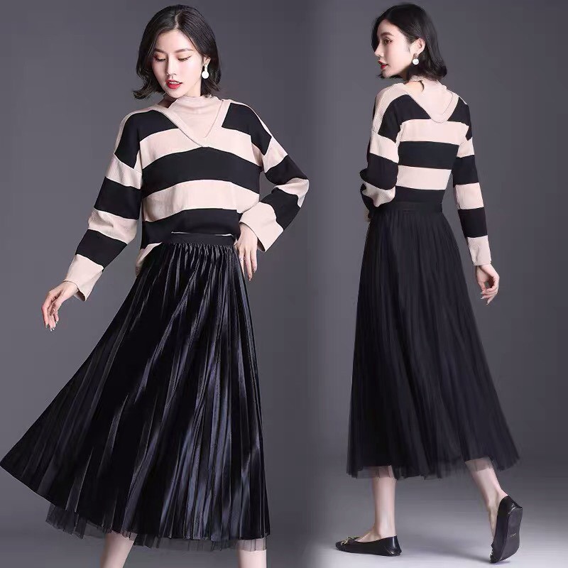 Chân váy xếp ly 2 lớp dáng dài siêu xinh điệu đà xuất sắc | BigBuy360 - bigbuy360.vn
