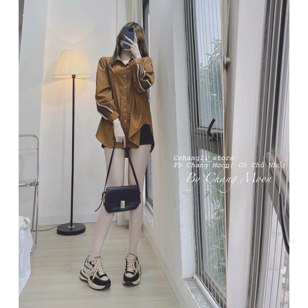 Sơ mi nâu thô viền Form thụng unisex- Hàng đẹp may kỹ. ZADOLA FASHION
