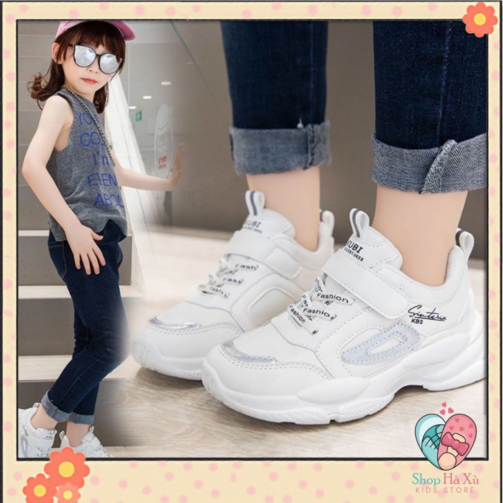 [Hà Xu shop] Giày Sneaker trắng kiểu dáng hiện đại cho bé