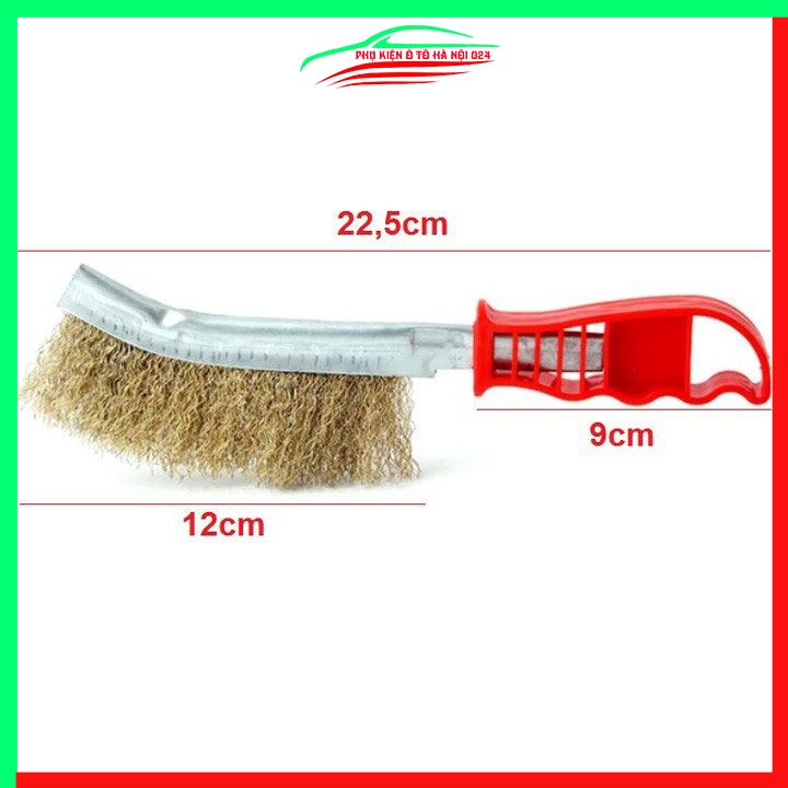 Bàn chải đánh gỉ cán đỏ sợi thép mạ đồng