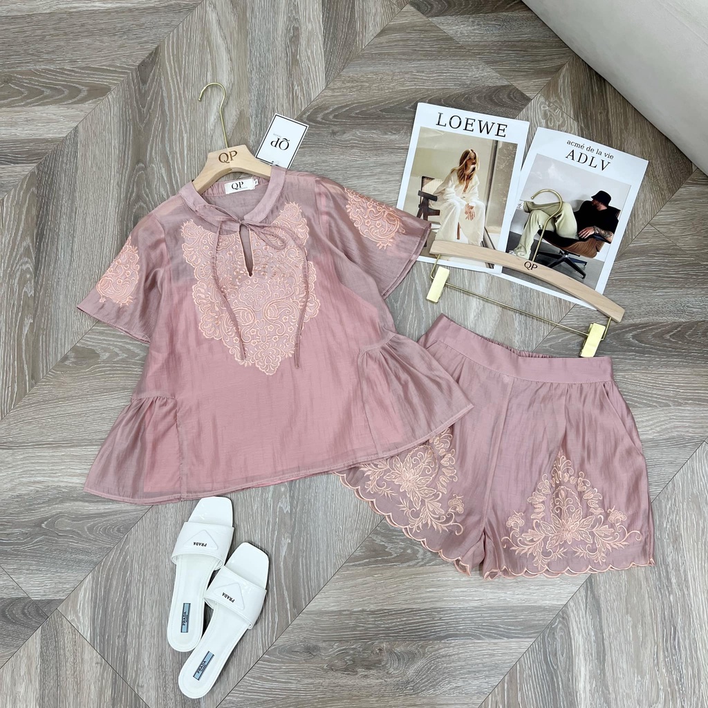 Set Đồ Nữ Babydoll Phối Ren Thêu Xinh Xắn Gumiho's Shop
