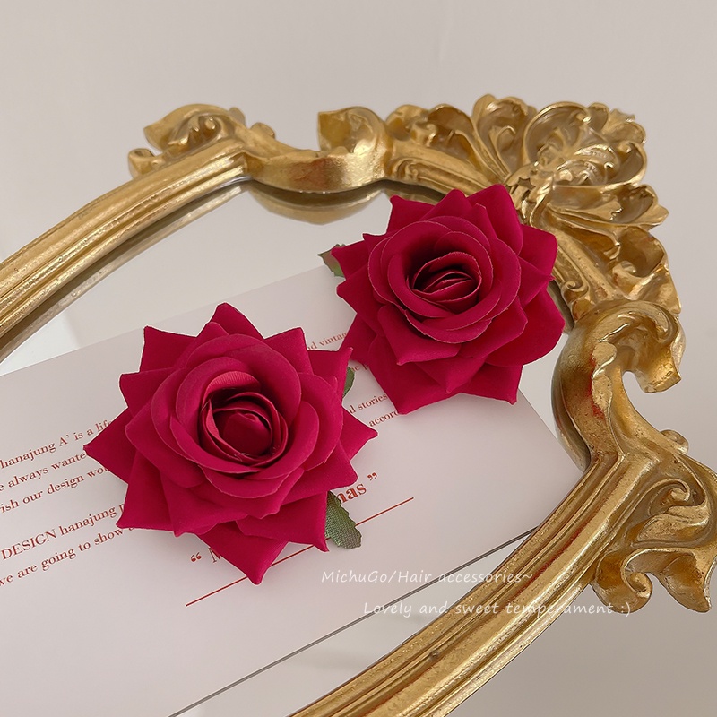 Kẹp Tóc Hoa Hồng Đỏ Cho Nữ