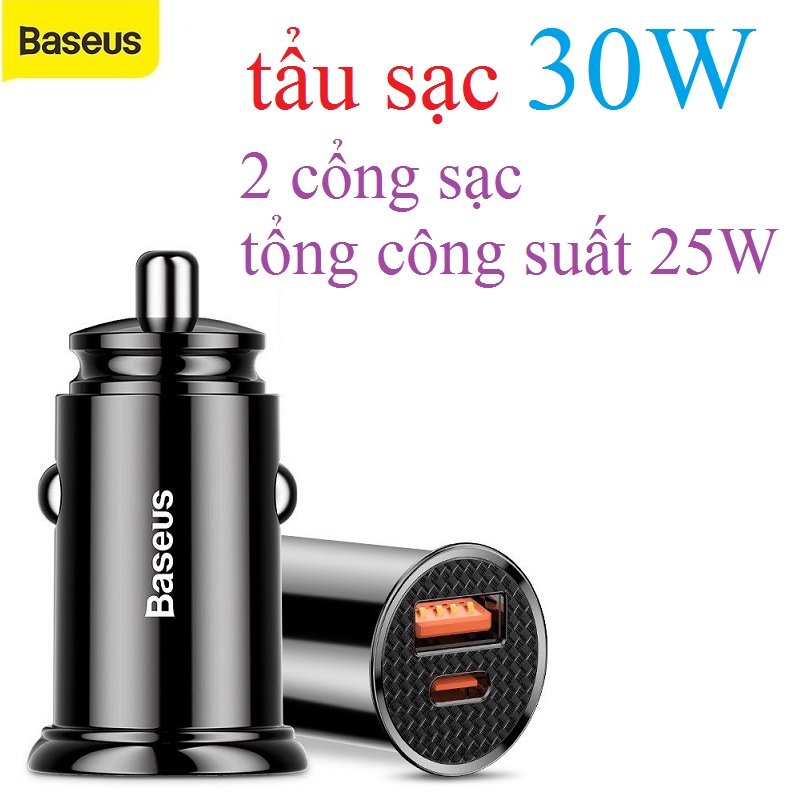 tâu sạc ô tô Baseus 30W PPs Car Charger BSC161X, tẩu sạc nhanh ô tô