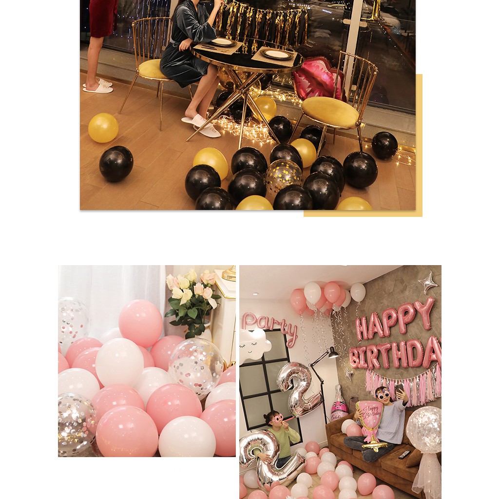 Mix 20 bóng trang trí sinh nhật, trang trí phòng cưới decor bóng siêu nhũ bóng sequin kim tuyến