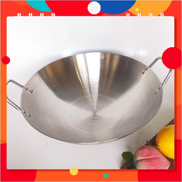 Chảo thép ( inox ) 2 quai size 60cm ( chuyền dùng nhà hàng ) tặng 1 chổi chùi chảo