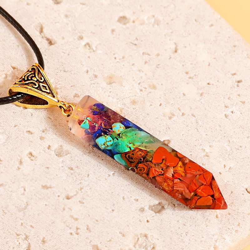 Vòng cổ Mặt Đá Pha Lê Lục Giác 7 Chakra Tự Nhiên Thời Trang Cho Nam Và Nữ