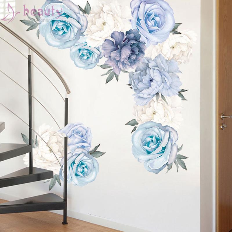 Set 2 miếng dán tường hình hoa trang trí nhà cửa