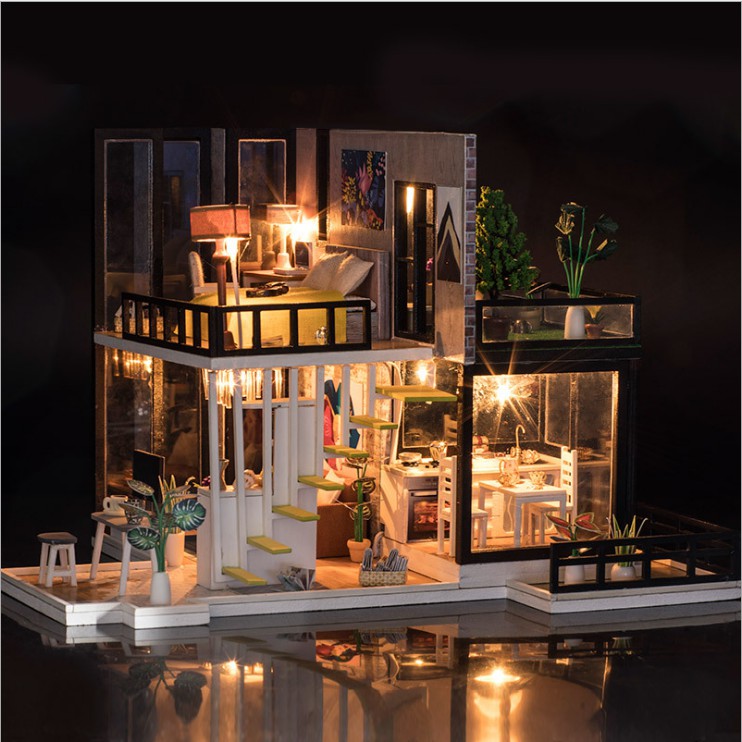 Mô hình nhà DIY Doll House September Fores Kèm Mica chống bụi, Bộ dụng cụ và Keo dán