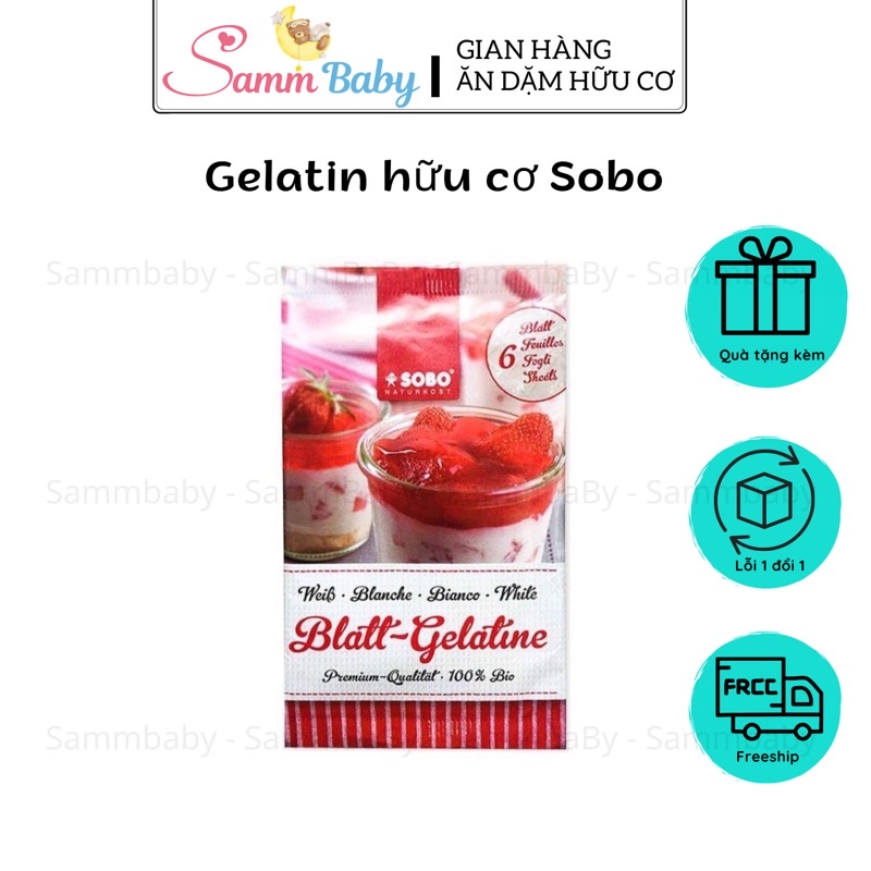 Gelatin hữu cơ Sobo 9g làm bánh, thạch, pudding Sammbaby