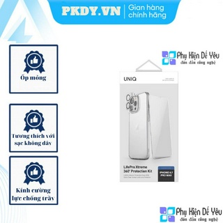 Bộ Ốp lưng + Kính cường lực + Bảo vệ cam UNIQ LifePro Xtreme 360° Protection Kit cho iP 14/ 14 Pro/ 14 Plus/ 14 Pro Max