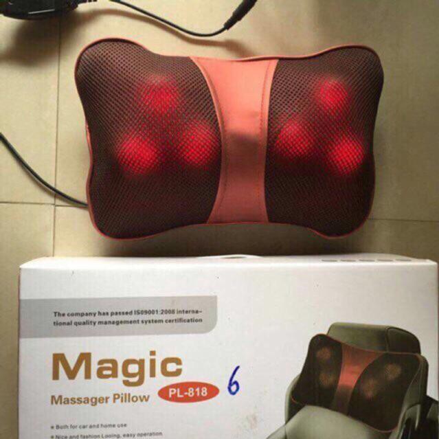 [CHÍNH HÃNG] Gối Massage  Máy Massager Hồng Ngoại 6 Bi Magic Pillow PL-818 thế hệ mới