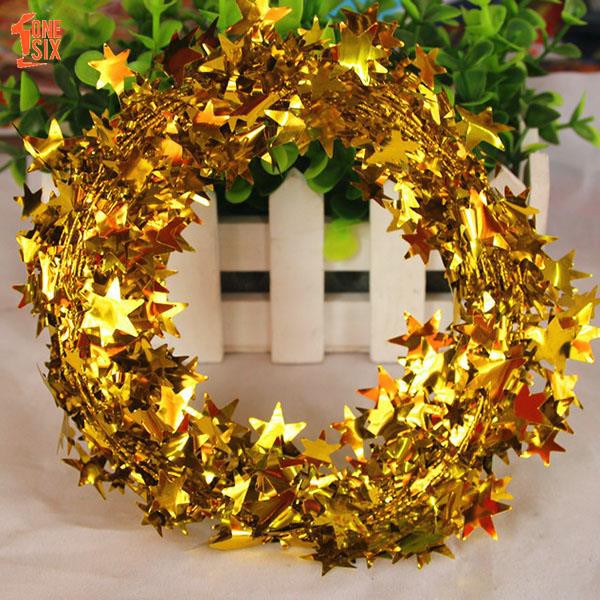 Festive Wire Star Foil Ornaments Supplies 5M 5M Decoration Diy Party Christmas Garland Craft Glitter