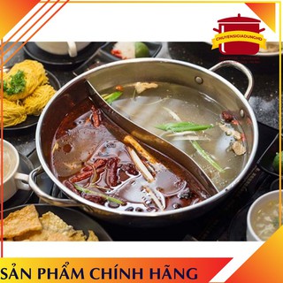 [ HÀNG HÓT NHẤT ] Nồi lẩu inox 2 ngăn lắp kính dùng được bếp từ [ SALE HÔM NAY ]