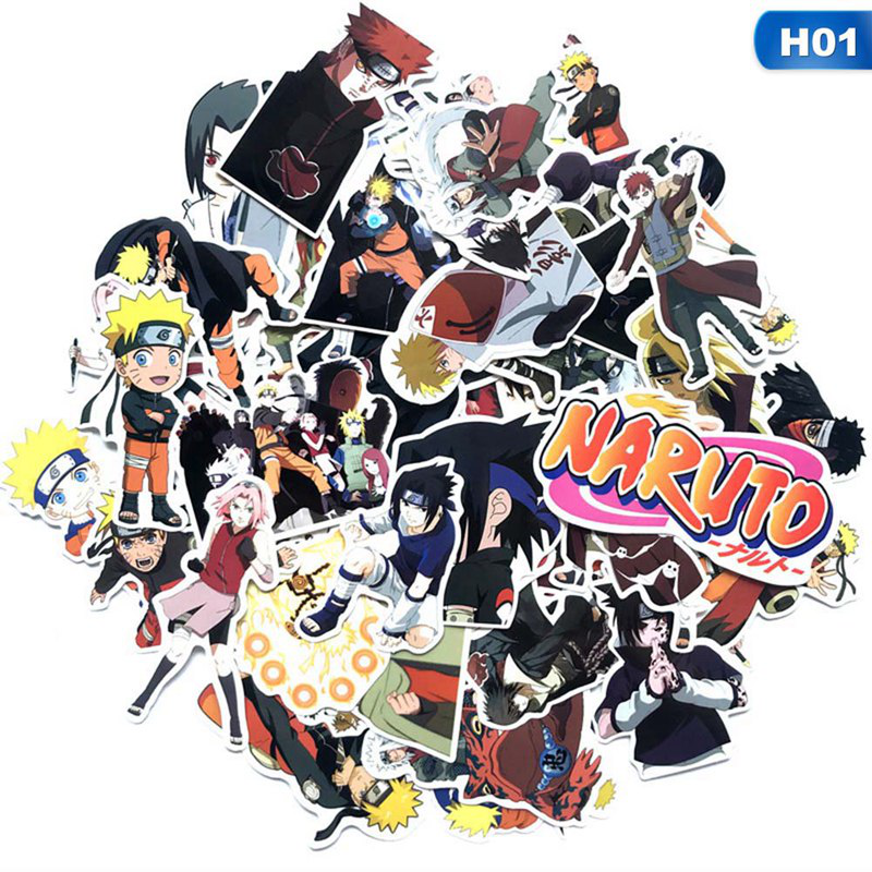 Set 60 Miếng Dán Trang Trí Xe Ô Tô Hình Nhân Vật Anime Naruto