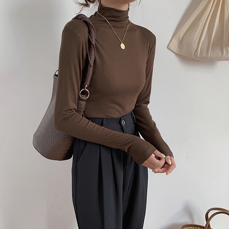 SUXI Áo Thun Dài Tay Cổ Tròn Màu Sắc Đơn Giản Thời Trang Dành Cho Nữ