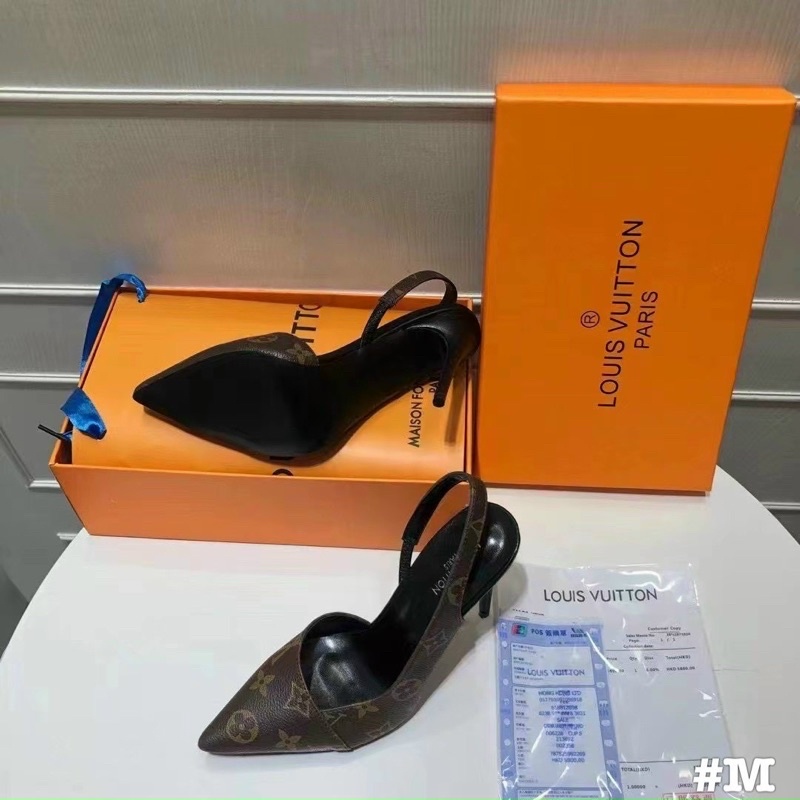 Sandal cao gót L v khoét eo qccc 10p fullbox