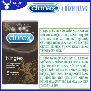 (KING DUREX) VUA GIƯỜNG CHIẾU CÁI TÊN NÓI LÊN TẤT CẢ Bao cao su Durex Kingtex (12 bao/1 hộp bcs)