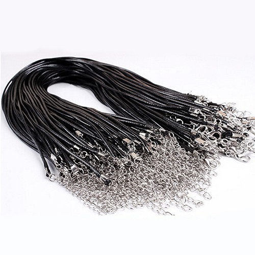 Set 10 Vòng Cổ Choker Dây Da Bện Màu Đen Có Thể Điều Chỉnh Kích Thước