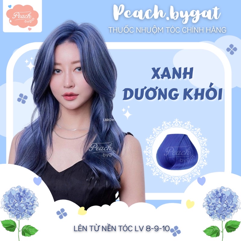 Thuốc nhuộm tóc XANH DƯƠNG KHÓI cần sử dụng thuốc tẩy tóc của Peach.bygat