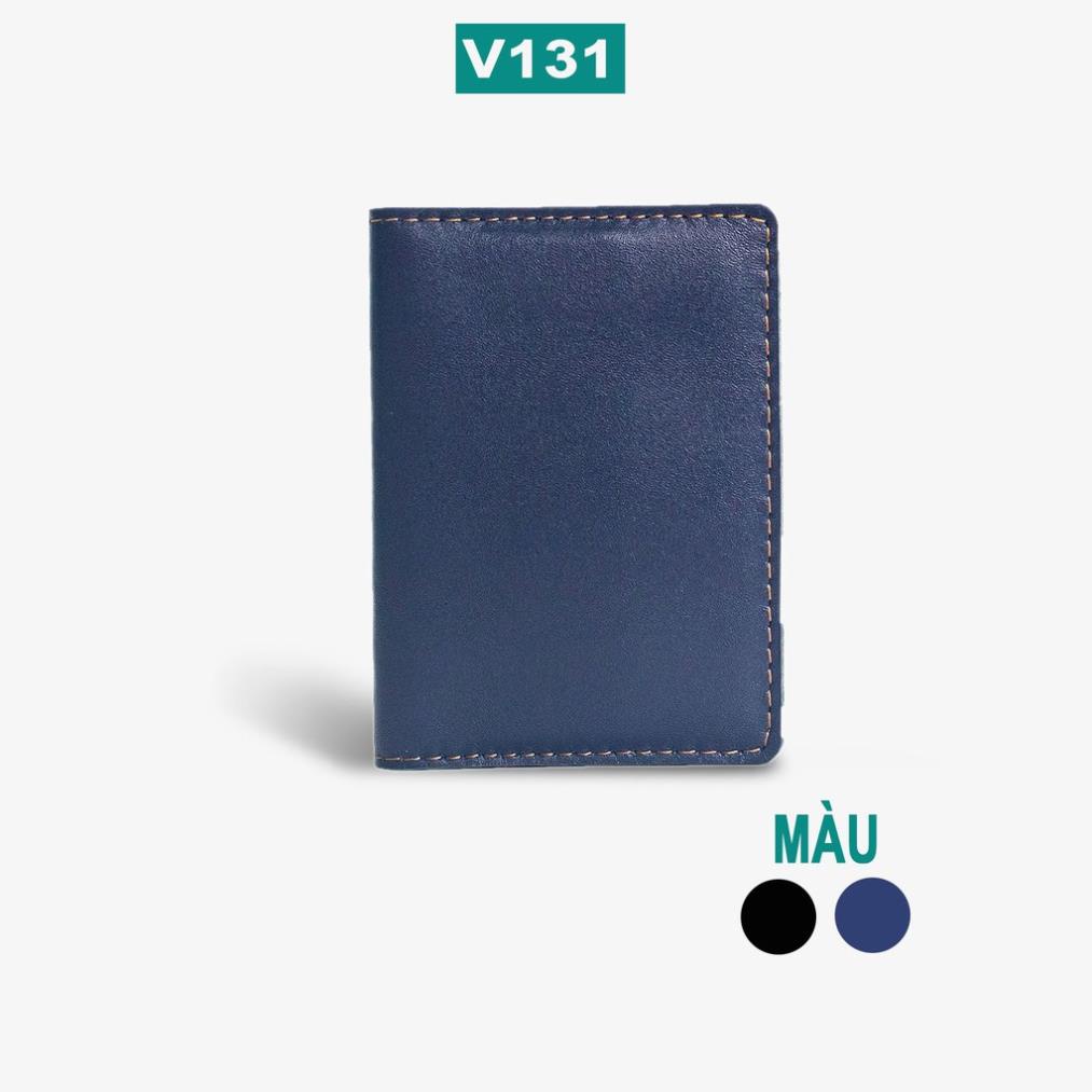 Ví namecard da bò V131, ví đựng thẻ card holder da thật nhỏ gọn, bảo hành 12 tháng Xịn