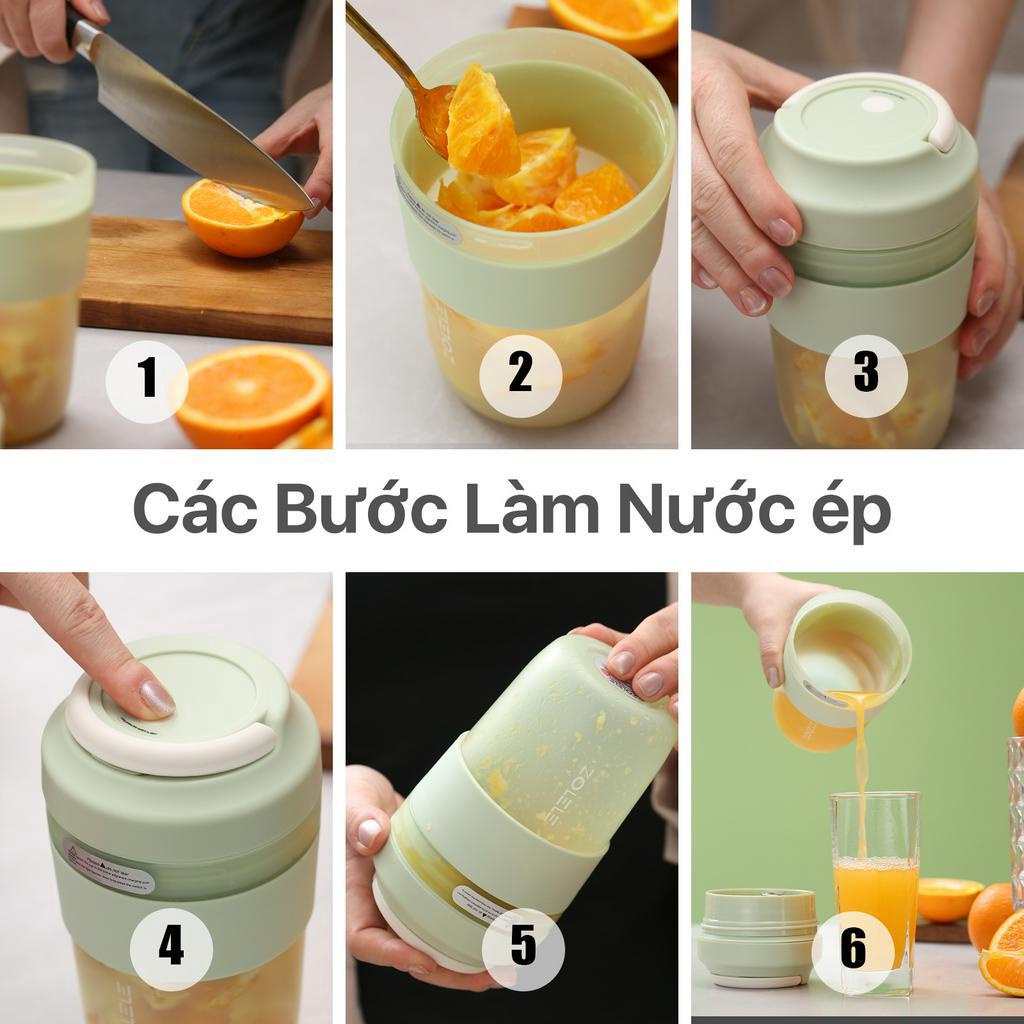 Máy say sinh tố cầm tay ZOLELE Zi102 dao 4 lưỡi 400ml Sử dụng pin sạc
