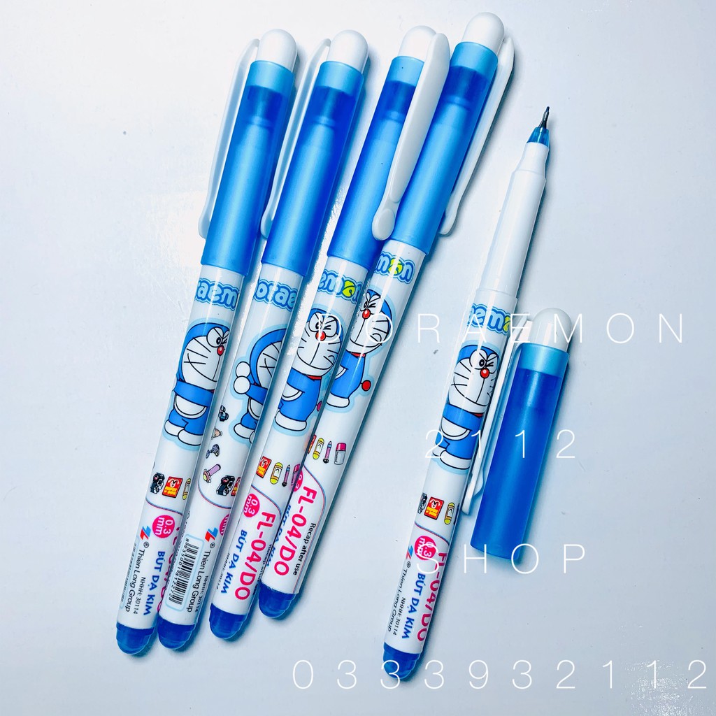 BÚT dạ kim MỰC XANH MỰC TÍM DORAEMON ngòi 0.35mm