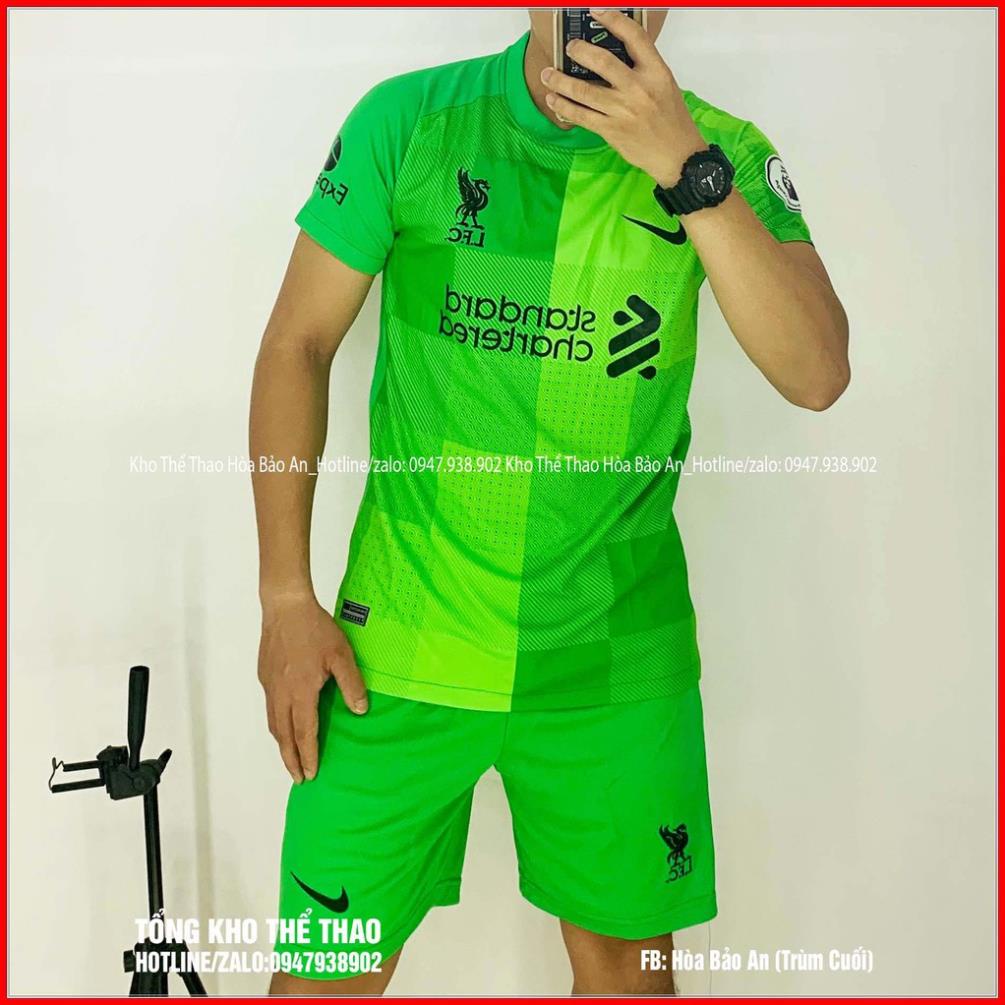 Mẫu Áo Thủ Môn Liverpool xanh 2022/ Feeship/ Bộ quần áo đá banh CLB Liverpool màu xanh vải thái cao cấp mùa 2021/22