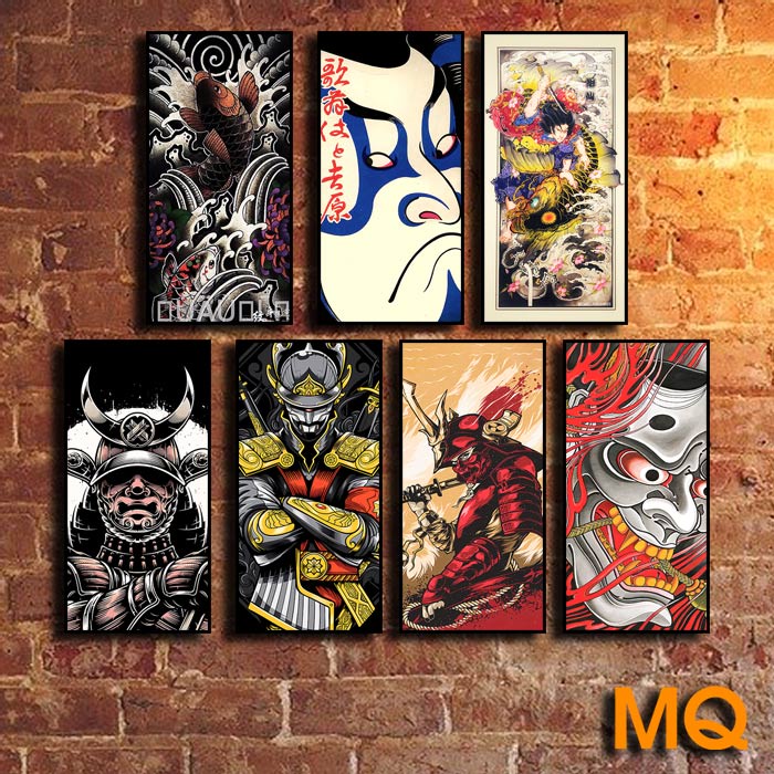 Tranh Samurai Tattoo Tranh Nhật Cổ Nổi Tiếng Trang Trí Tiệm Xăm Cửa Hàng Phong Cách Nhật Tranh khổ 30x60cm