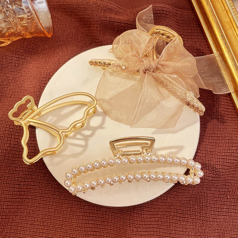 Kẹp Tóc Kim Loại Đính Ngọc Trai Nhân Tạo Thời Trang Nữ Tính