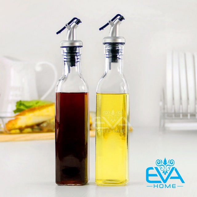 Set 2 Chai Thuỷ Tinh Vuông Rót Gia Vị Rót Dầu OiL Can 250 Ml