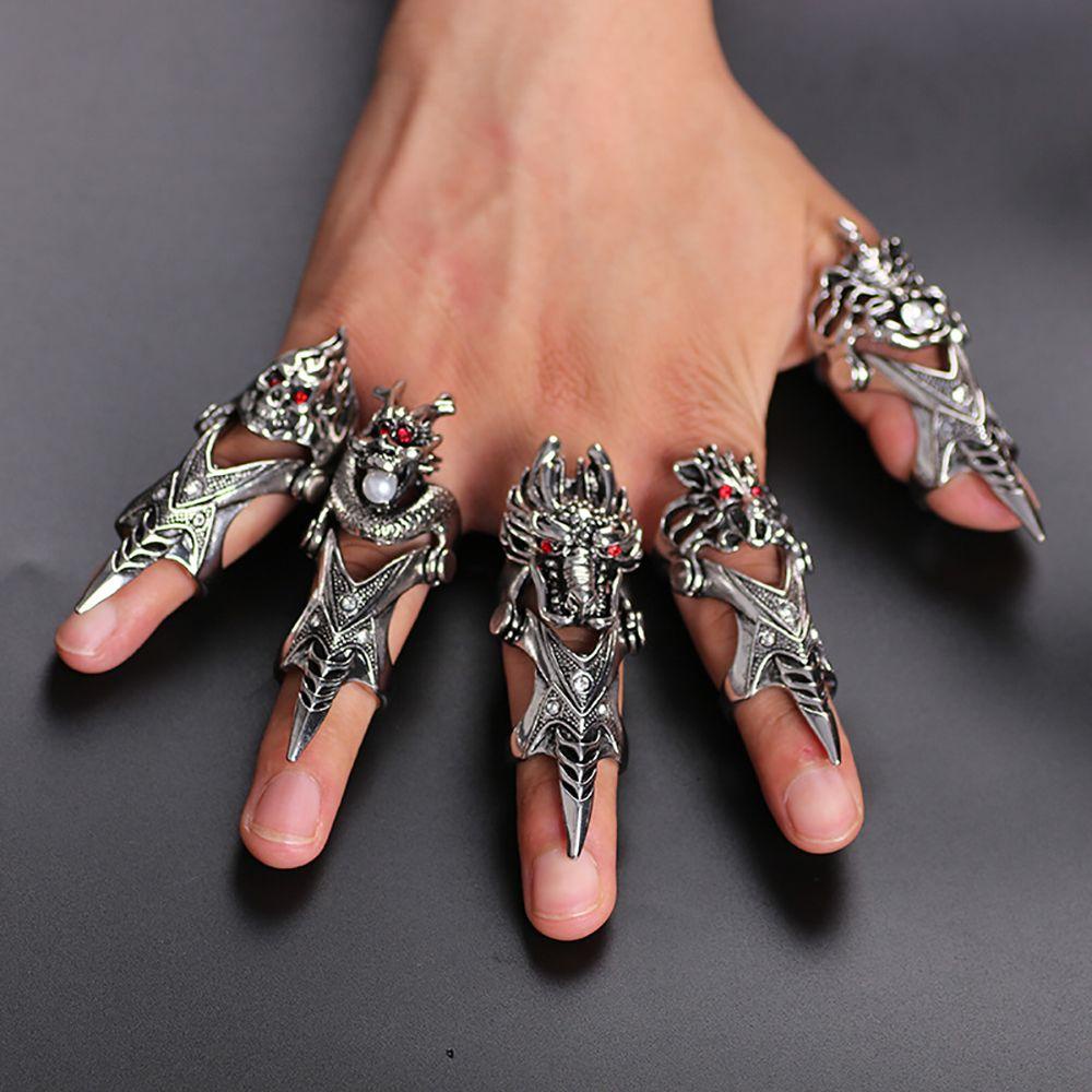 RALPH Nhẫn Hình Móng Vuốt Rồng Bằng Hợp Kim Phong Cách Retro Gothic Đơn Giản Dành Cho Nam