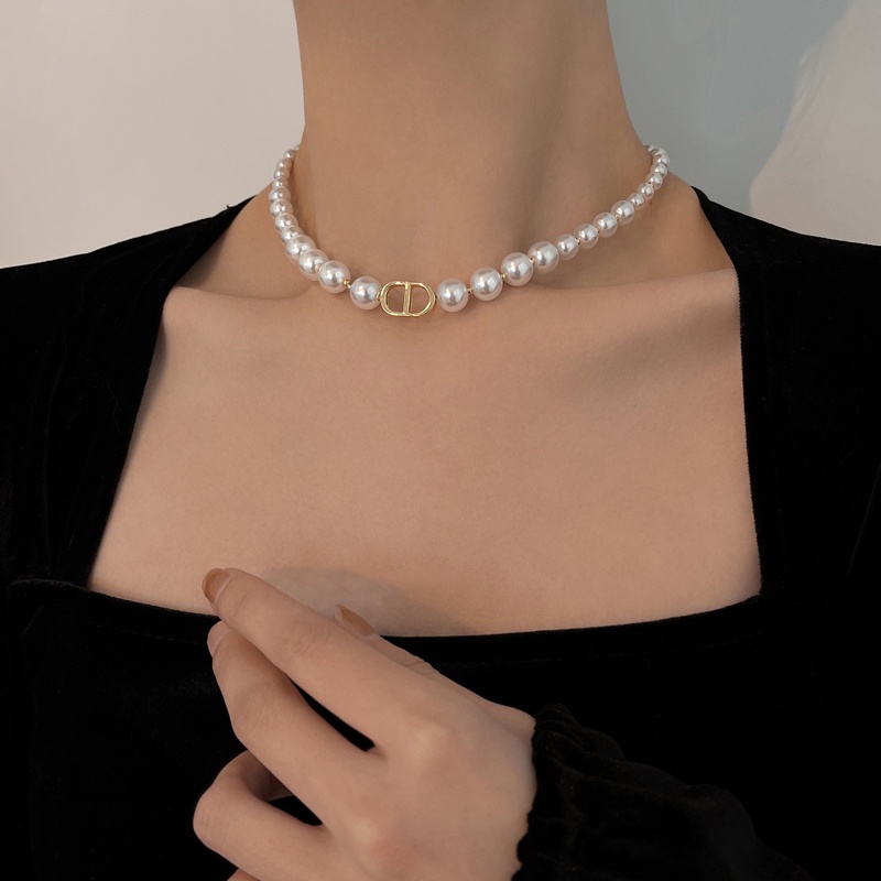 Vòng Cổ Choker Đính Ngọc Trai Thời Trang Cho Nữ
